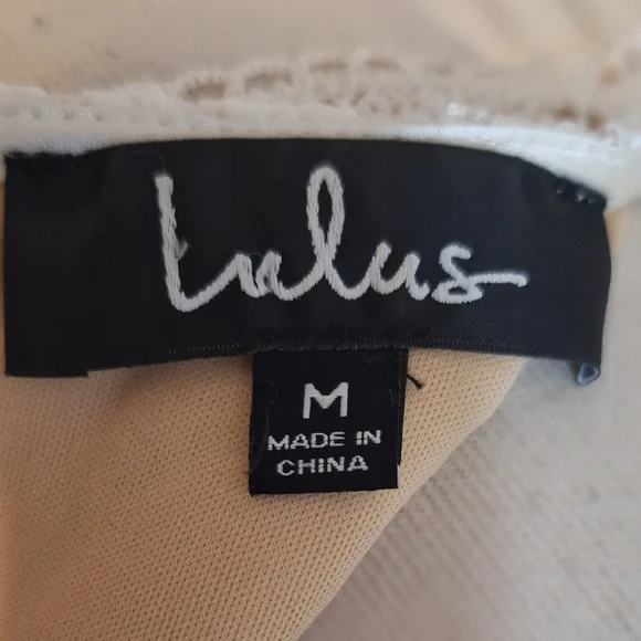 Lulu's ivory nude lace chiffon maxi dress medium *D4 - Picture 12 of 12